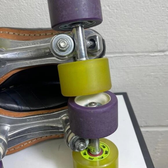 Vintage Riedell 595 Roller Skates Black Leather Lace up Men's Size 5 Made USA - Picture 11 of 13